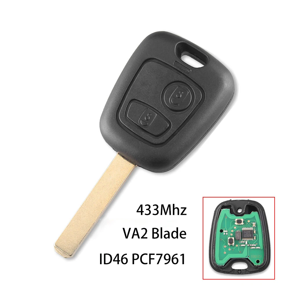 KEYYOU 2 Button 433Mhz Remote Car Key For Peugeot 307 206 407 Partner Citroen C1 C2 C3 ID46 PCF7961 chip VA2 Ne73 HU83 SX9 Blade