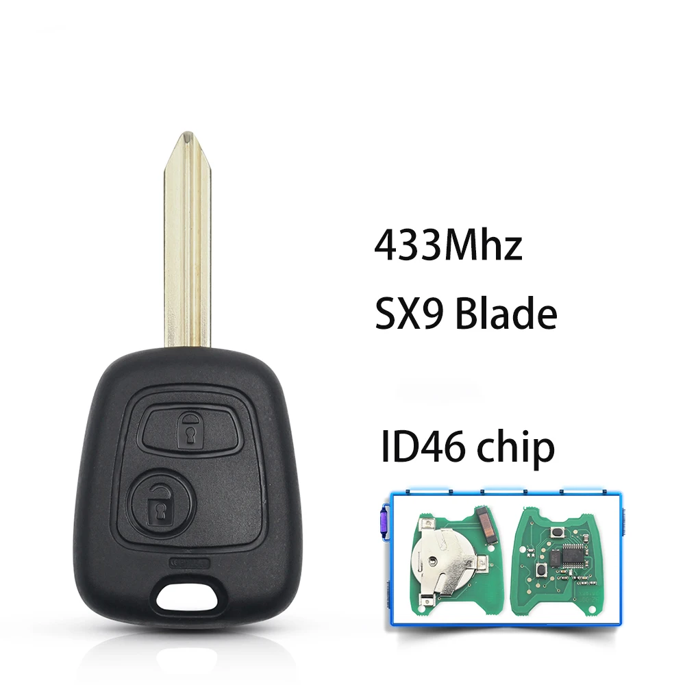 KEYYOU 2 Button 433Mhz Remote Car Key For Peugeot 307 206 407 Partner Citroen C1 C2 C3 ID46 PCF7961 chip VA2 Ne73 HU83 SX9 Blade