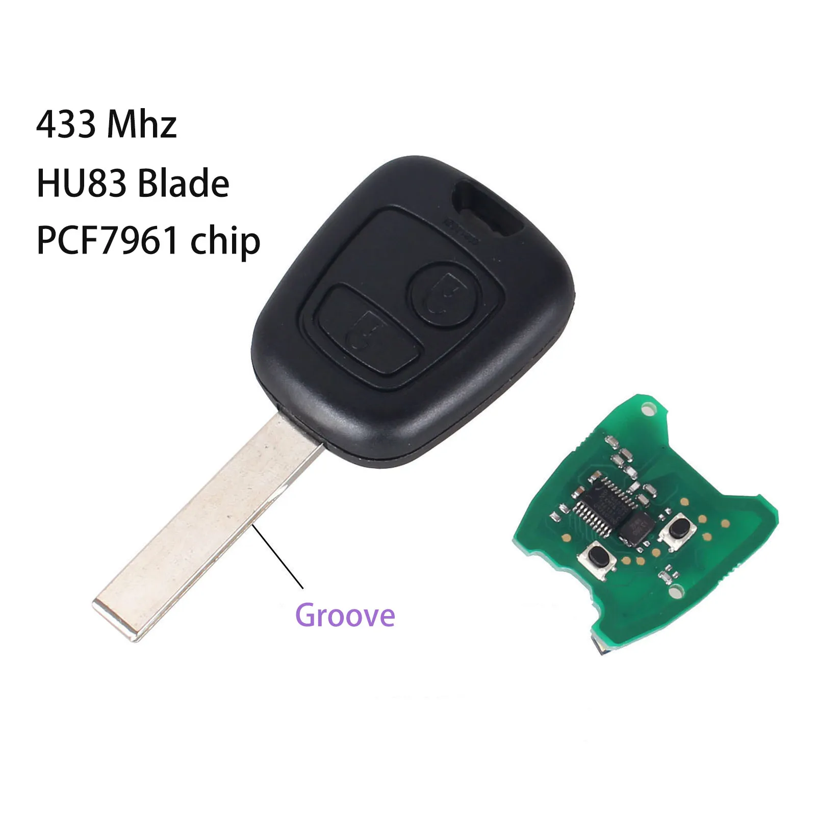 KEYYOU 2 Button 433Mhz Remote Car Key For Peugeot 307 206 407 Partner Citroen C1 C2 C3 ID46 PCF7961 chip VA2 Ne73 HU83 SX9 Blade