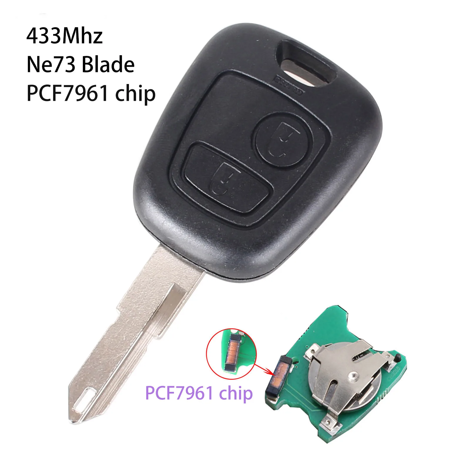 KEYYOU 2 Button 433Mhz Remote Car Key For Peugeot 307 206 407 Partner Citroen C1 C2 C3 ID46 PCF7961 chip VA2 Ne73 HU83 SX9 Blade