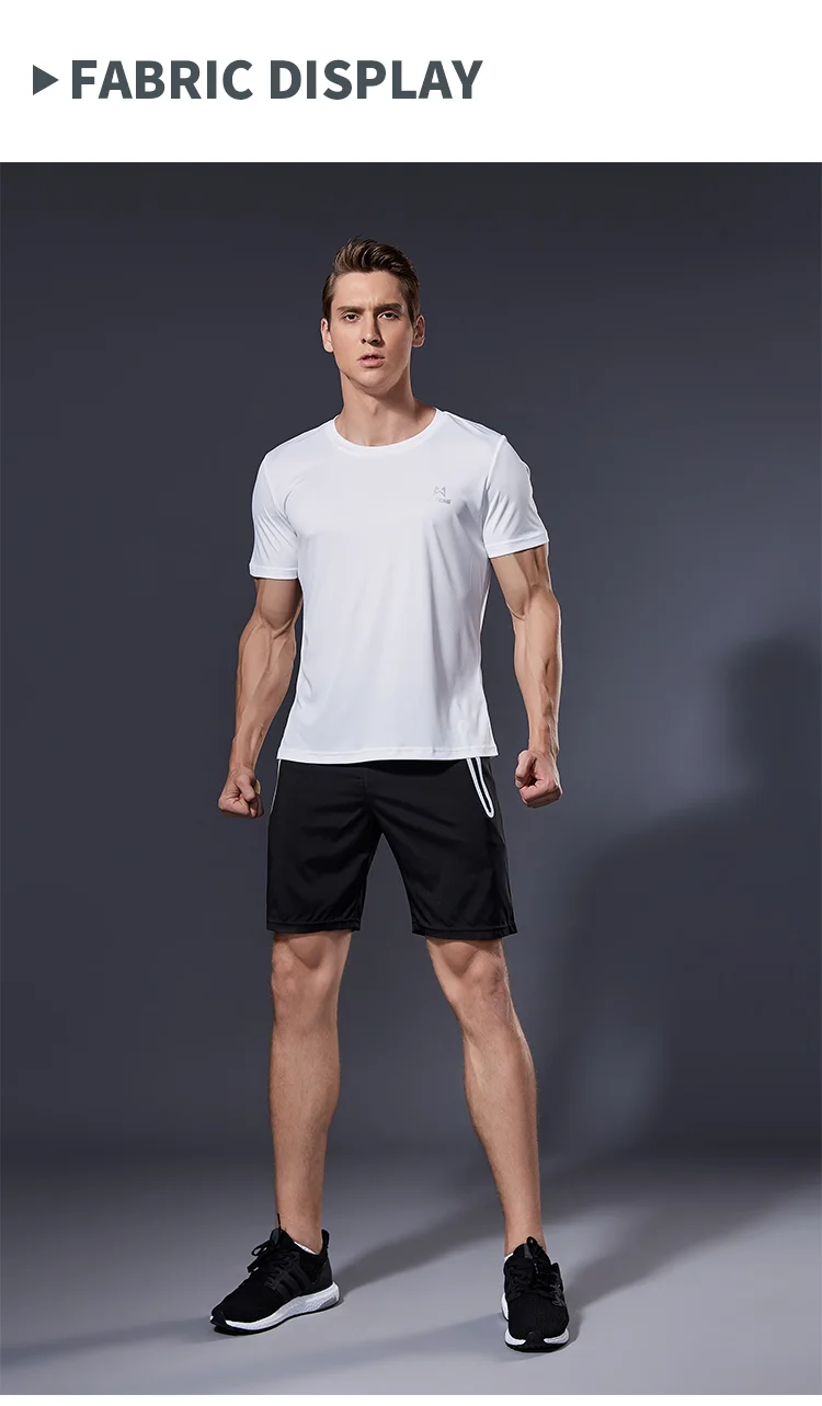 High Quality Polyester Men Running T Shirt Quick Dry Fitness Shirt Training Exercise Clothes Gym Sport Shirt Tops Lightweight