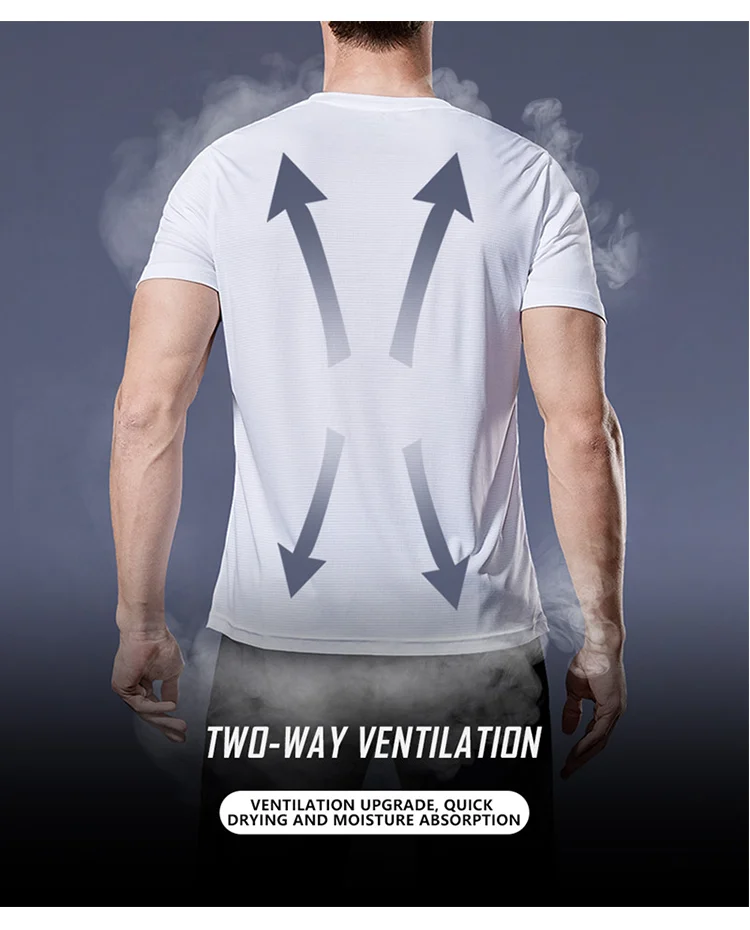 High Quality Polyester Men Running T Shirt Quick Dry Fitness Shirt Training Exercise Clothes Gym Sport Shirt Tops Lightweight