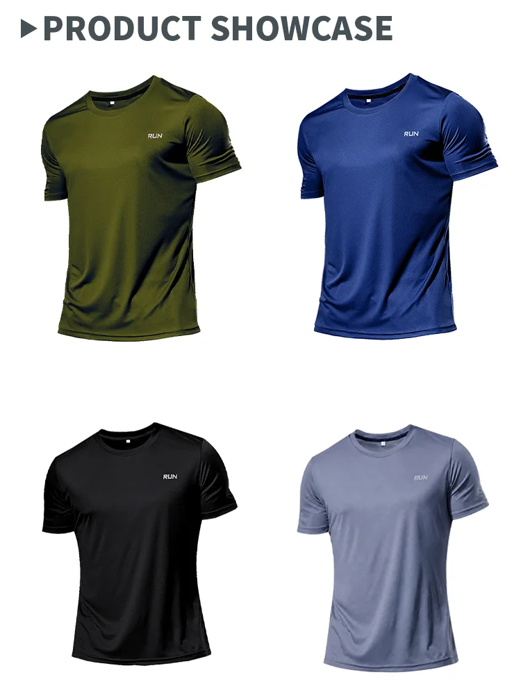 High Quality Polyester Men Running T Shirt Quick Dry Fitness Shirt Training Exercise Clothes Gym Sport Shirt Tops Lightweight