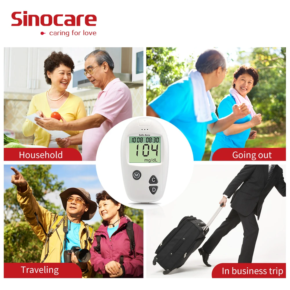 25/50/100/200/300/400PCS Sinocare Safe-Accu Blood Glucose Test Strips and Lancets for Blood Glucose Monitor Diabetes