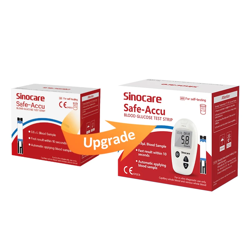 25/50/100/200/300/400PCS Sinocare Safe-Accu Blood Glucose Test Strips and Lancets for Blood Glucose Monitor Diabetes