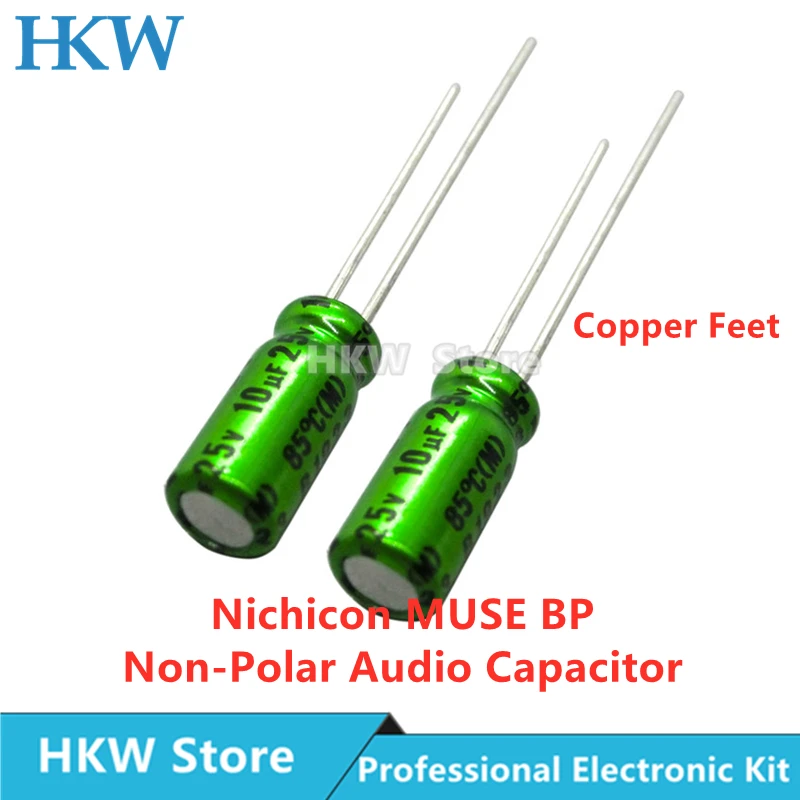 10pcs/lot Nichicon MUSE BP ES Non Polar Nonpolar Bipolar HiFi Audio Capacitor 4.7uf 10uf 22uf 47uf 100uf 16V 25V 50V Copper Feet