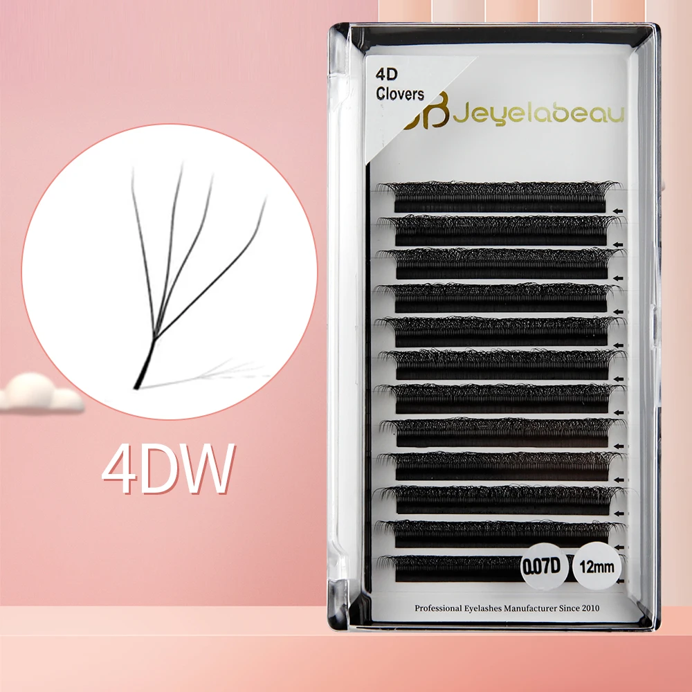 Super Soft 4D W Shape Lashes Clover Bloom Handmade Premade Volume Fans W Eyelash Extensions Natural Individual Lashes