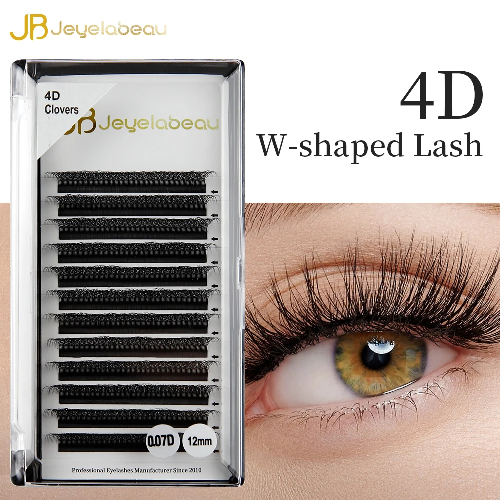 Super Soft 4D W Shape Lashes Clover Bloom Handmade Premade Volume Fans W Eyelash Extensions Natural Individual Lashes