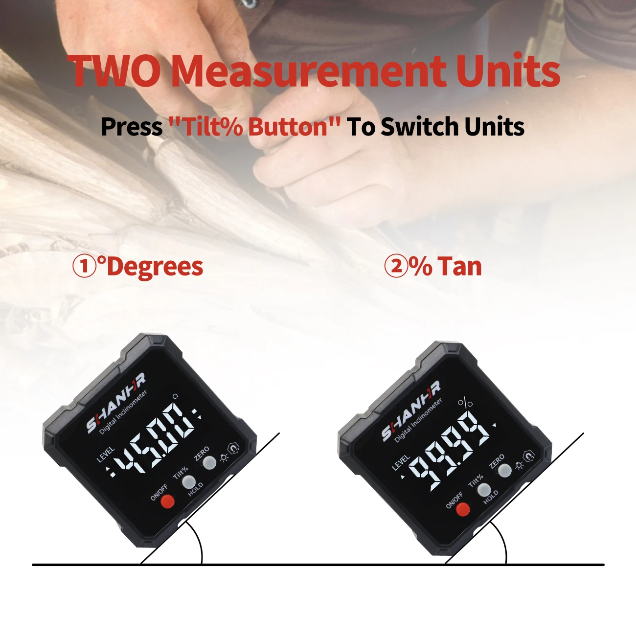 SHANHR New Angle Protractor 360 Degree Mini Electronic Digital Protractor Inclinometer Angle Finder Gauge Measurement Box