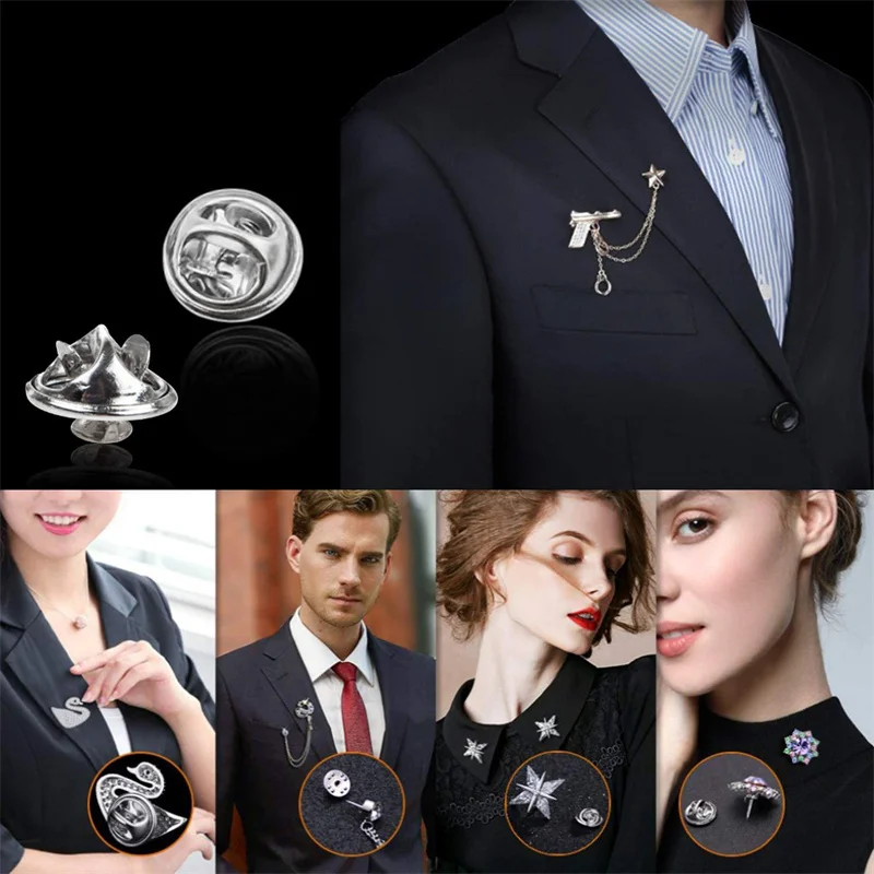 100pc Metal Locking Pin Back Brooch Badge Holder Lapel Base For DIY Jewellery Material Making Supply Craft Accessories Handmade
