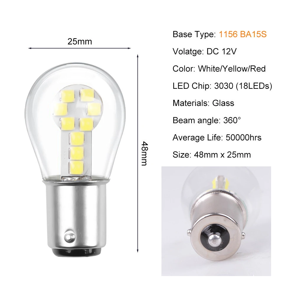 Red Amber White 1156 BA15S P21W LED 1157 BAY15D P21/5W LED Bulb R5W R10W Car Turn Signal Light S25 Auto Brake Light Lamps 12V