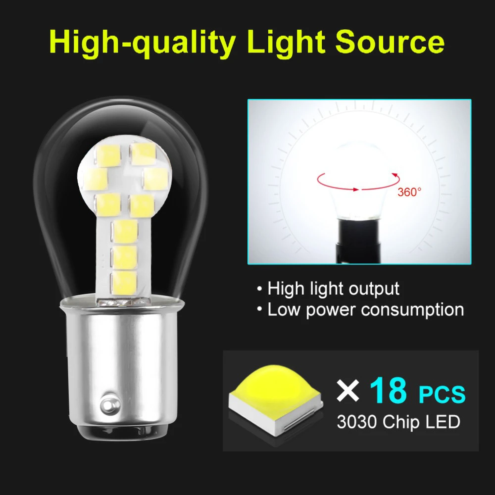 Red Amber White 1156 BA15S P21W LED 1157 BAY15D P21/5W LED Bulb R5W R10W Car Turn Signal Light S25 Auto Brake Light Lamps 12V