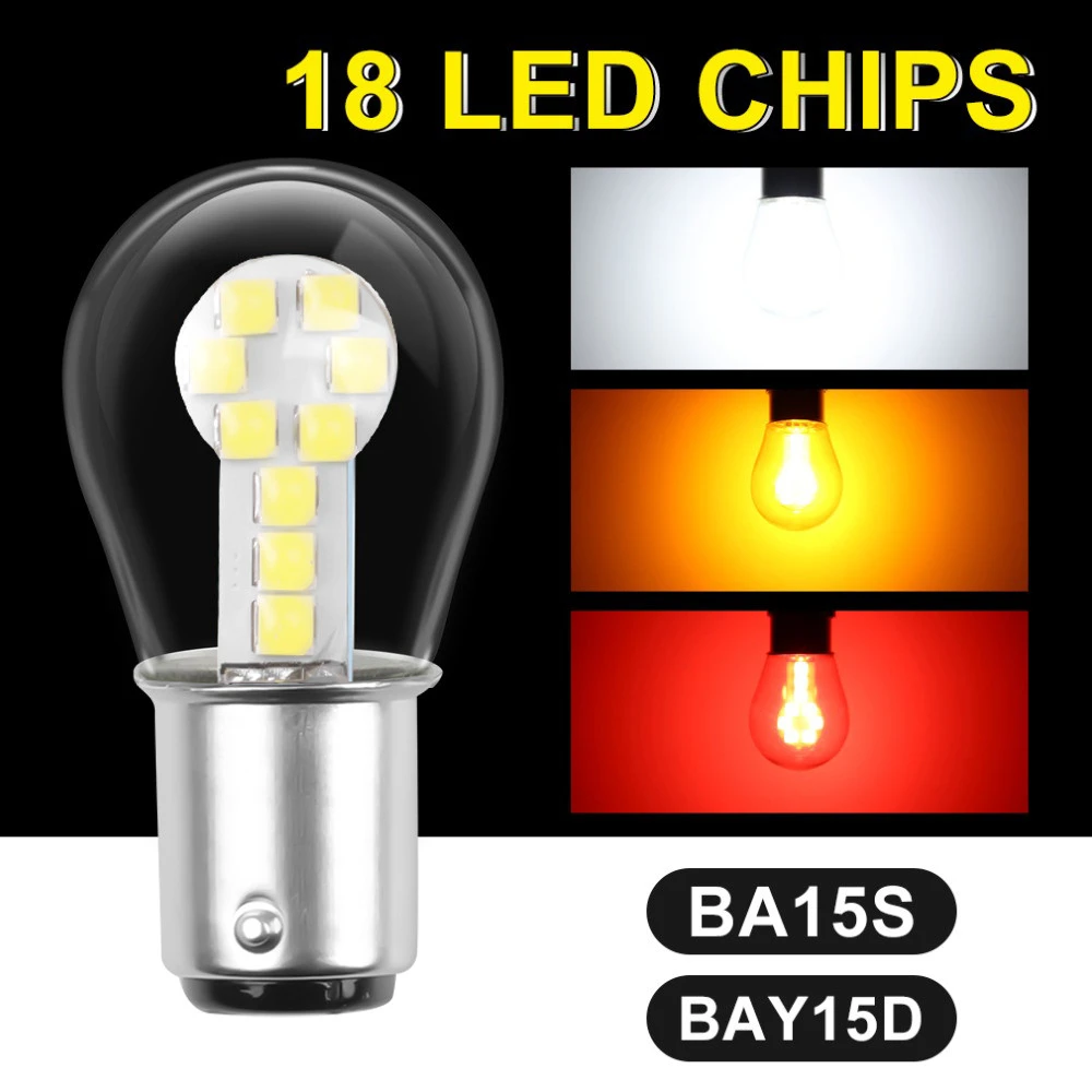 Red Amber White 1156 BA15S P21W LED 1157 BAY15D P21/5W LED Bulb R5W R10W Car Turn Signal Light S25 Auto Brake Light Lamps 12V