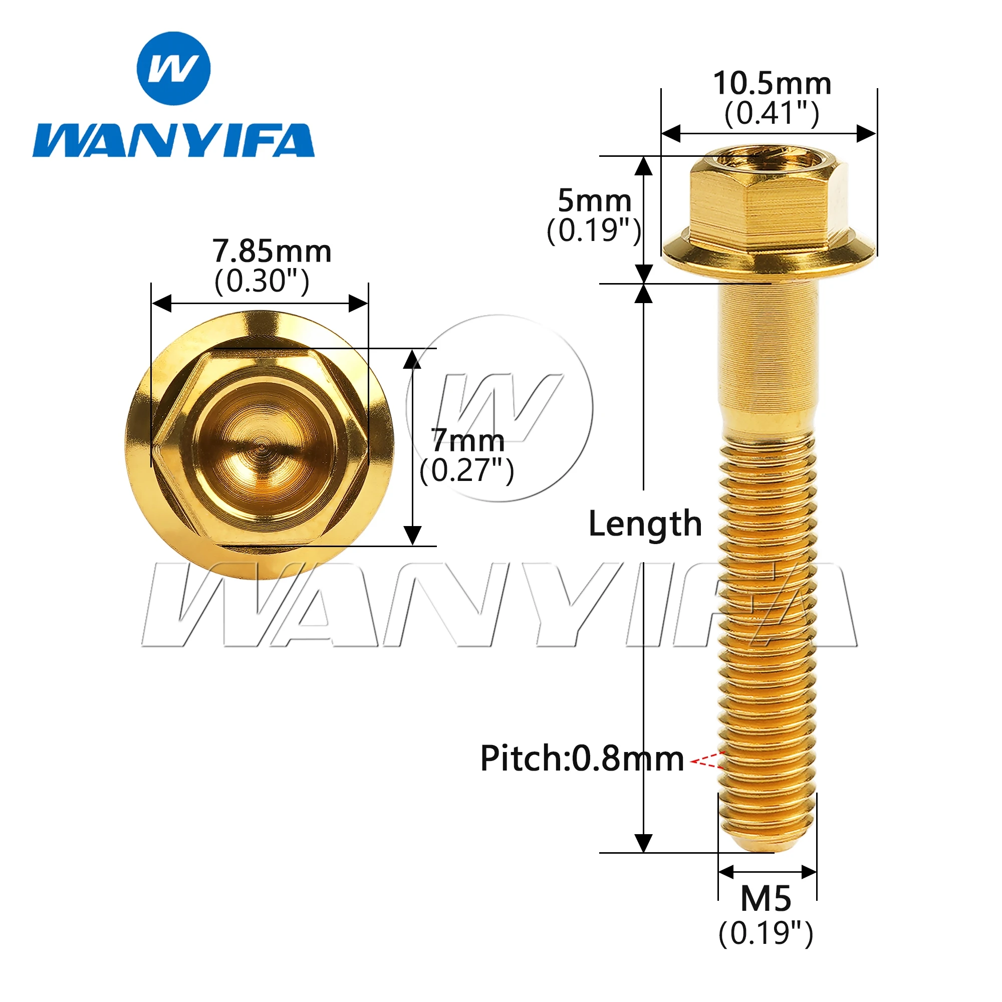 Wanyifa Titanium Bolts M5/M6x10 15 20 25 30 35 40 45 50 55 60 65 70 75 80 90 100mm Small Hex Head Flange Screw for Motorcycle