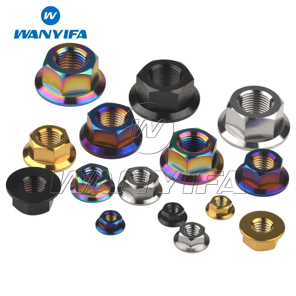 Wanyifa Titanium Nut M5 M6 M8 M10 M12 M14 M16 Flange Nuts for Bicycle Motorcycle Car