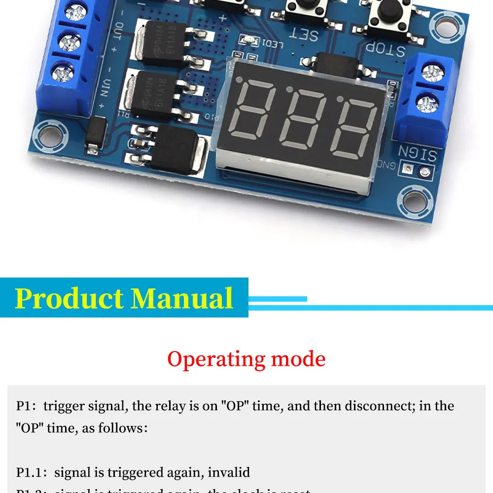 DC 5V ~ 36V Dual MOS LED Digital Time Delay Relay Trigger Cycle Timer Delay Switch Circuit Board Timing Control Module DIY