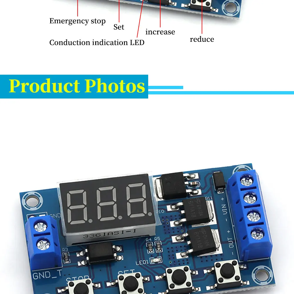 DC 5V ~ 36V Dual MOS LED Digital Time Delay Relay Trigger Cycle Timer Delay Switch Circuit Board Timing Control Module DIY