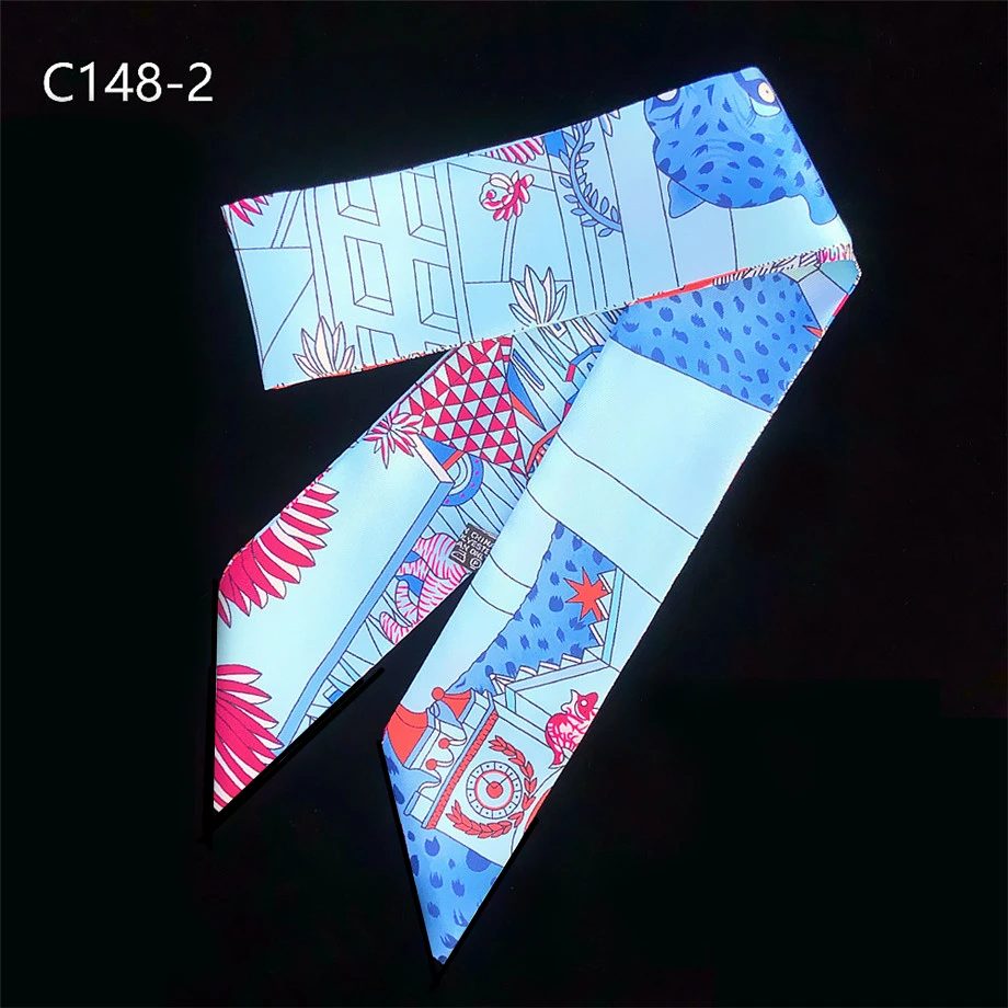 Spring Design Leopard Skinny Scarf Women Luxury Brand Horse Bag Scarves Hair Neck Silk Scarf For Ladies Foulard Headband