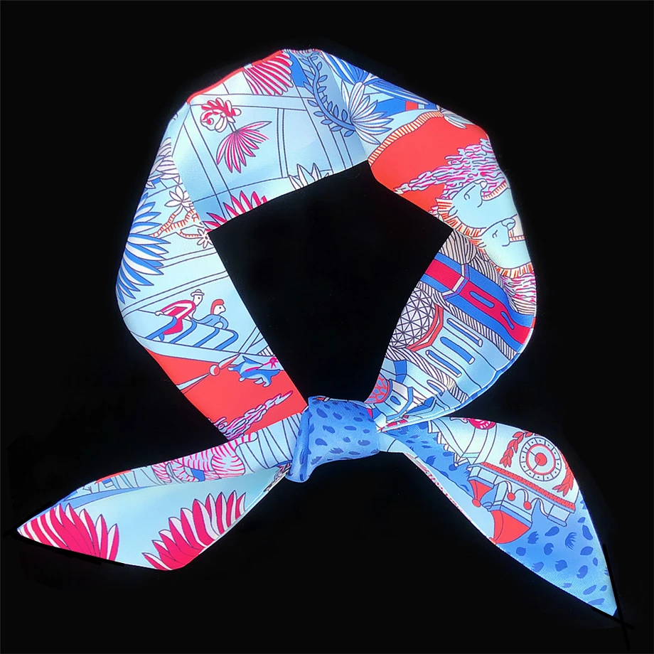 Spring Design Leopard Skinny Scarf Women Luxury Brand Horse Bag Scarves Hair Neck Silk Scarf For Ladies Foulard Headband