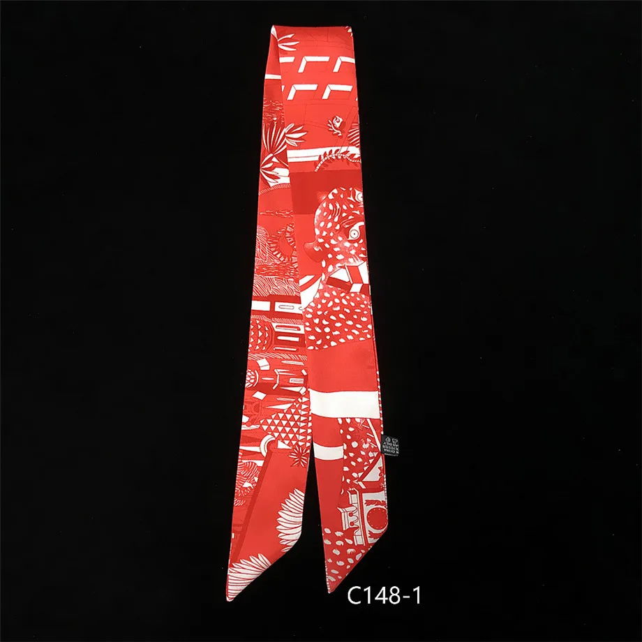 Spring Design Leopard Skinny Scarf Women Luxury Brand Horse Bag Scarves Hair Neck Silk Scarf For Ladies Foulard Headband