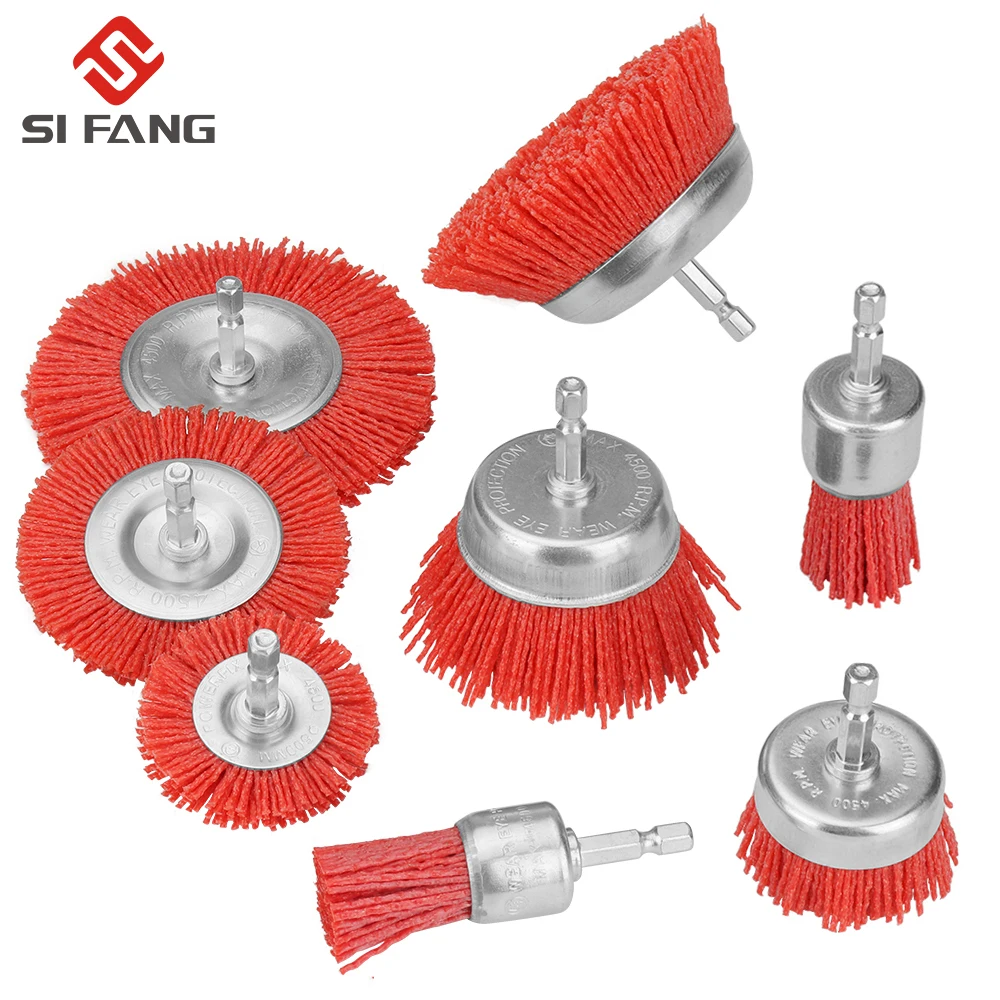 Nylon Cup Brush Abrasive Wire Wheel Brush for Drill Rotary Tool Wood Polishing Deburring Cleaning Cleaning Furniture 1/4" Shank