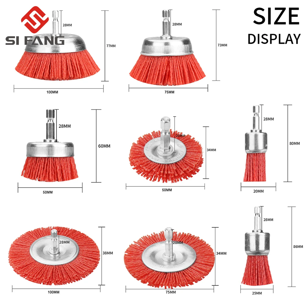 Nylon Cup Brush Abrasive Wire Wheel Brush for Drill Rotary Tool Wood Polishing Deburring Cleaning Cleaning Furniture 1/4" Shank