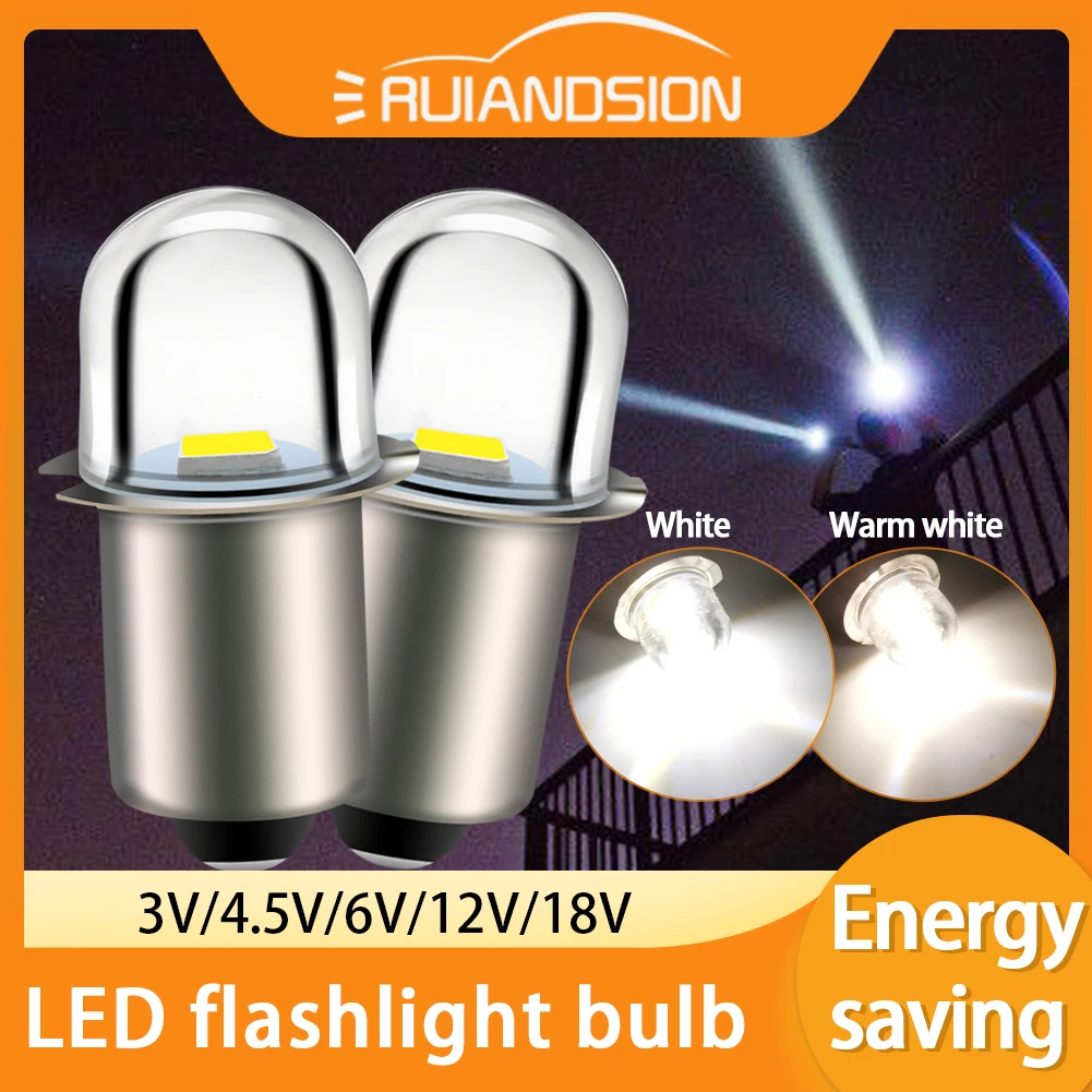 Ruiandsion P13.5S LED Bulb 6V 12V 24V Mini LED Indicator Light for Flashlight Work Light Motorcycle Instrument Lamp 3000K/6000K