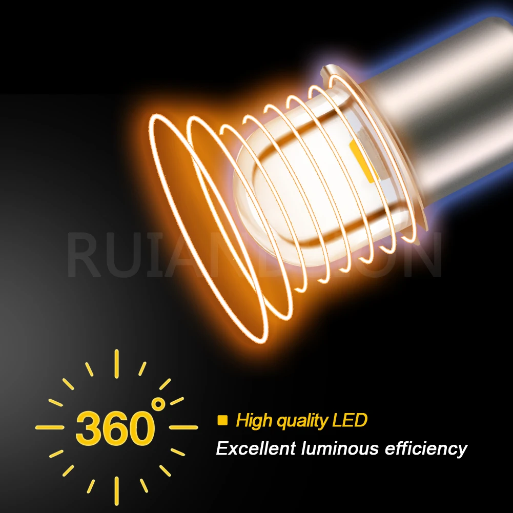 Ruiandsion P13.5S LED Bulb 6V 12V 24V Mini LED Indicator Light for Flashlight Work Light Motorcycle Instrument Lamp 3000K/6000K