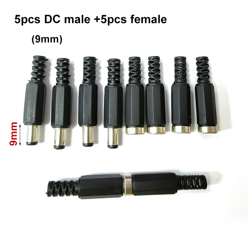5pcs 10pcs DC female male Power Plug 5.5mm x 2.1mm Male Female Jack Socket Adapter Connectors Set For DIY Projects Connector