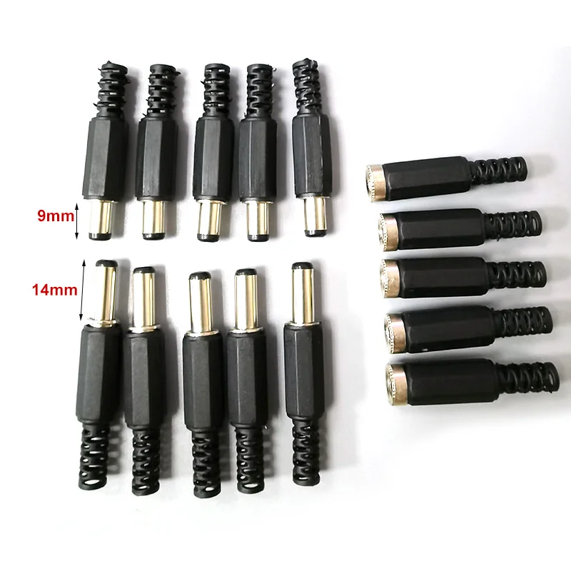 5pcs 10pcs DC female male Power Plug 5.5mm x 2.1mm Male Female Jack Socket Adapter Connectors Set For DIY Projects Connector