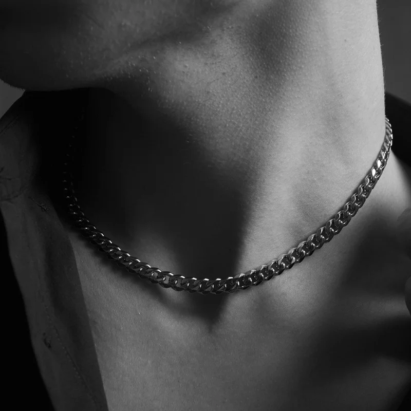 Vnox Cuban Chain Necklace for Men Women,Basic Punk Stainless Steel Curb Link Chain Chokers,Vintage Gold Color Solid Metal Collar