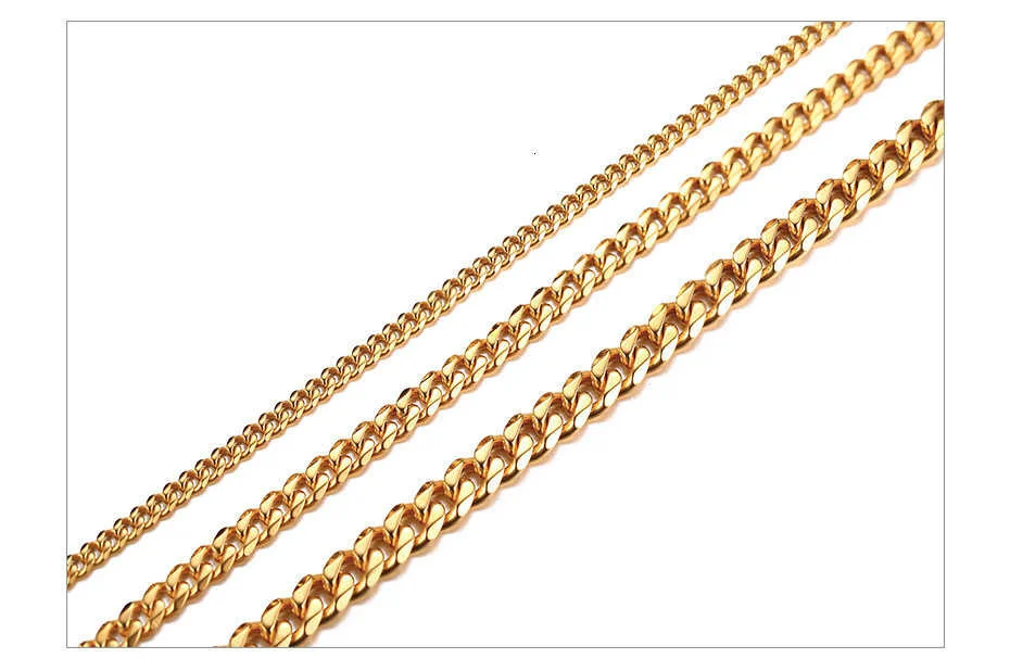 Vnox Cuban Chain Necklace for Men Women,Basic Punk Stainless Steel Curb Link Chain Chokers,Vintage Gold Color Solid Metal Collar