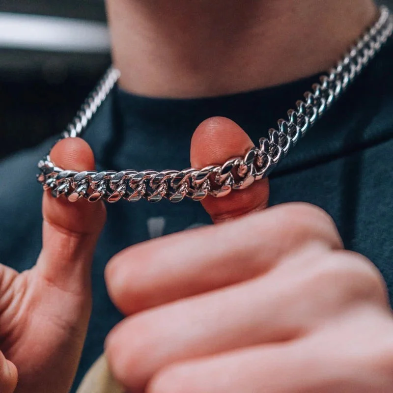 Vnox Cuban Chain Necklace for Men Women,Basic Punk Stainless Steel Curb Link Chain Chokers,Vintage Gold Color Solid Metal Collar