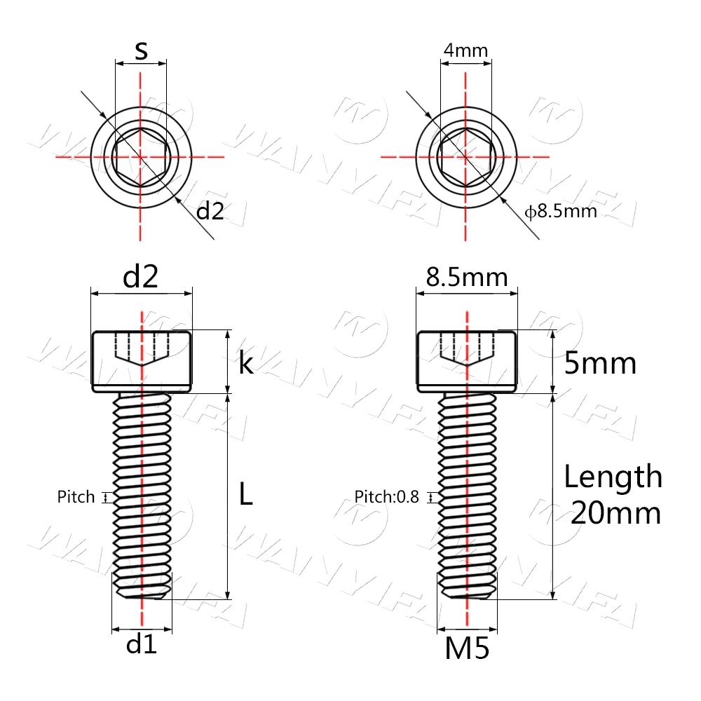 Wanyifa Titanium Bolt M5 X 10 12 16 18 20 23 25 30 35 40 45 50 55 60mm Screw for Bike MTB / Road Bicycle Seatpost Headset Brake