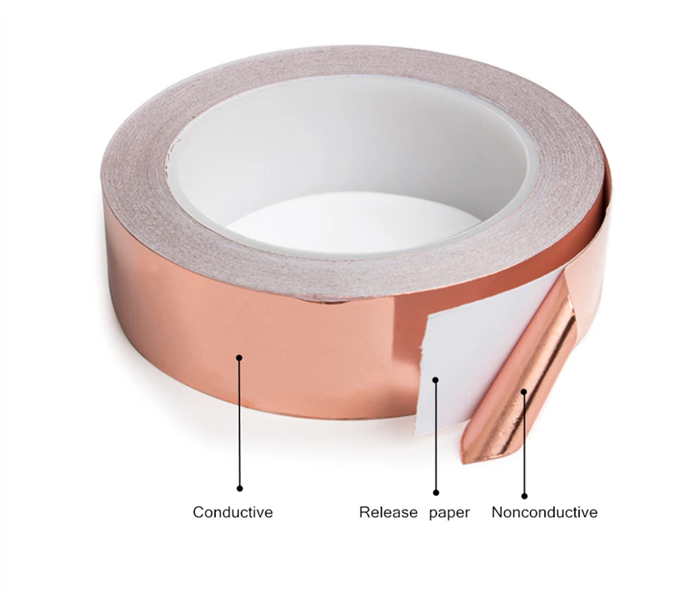 Single Sided Conductive Copper Foil Tape Mask Electromagnetic Shield Eliminate EMIAnti-static Repair Adhesive Tape