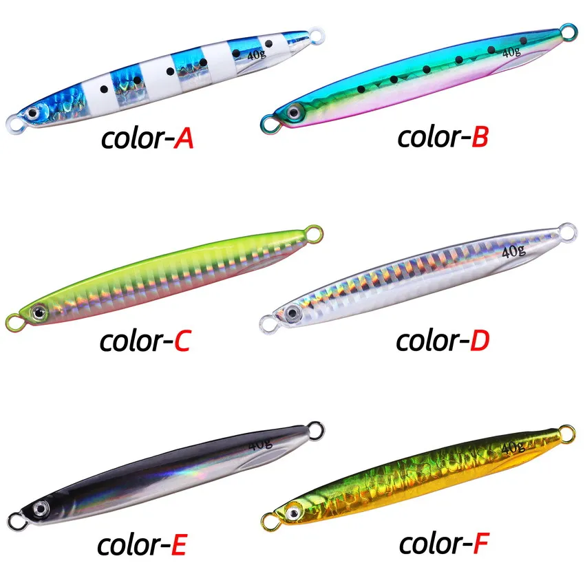 6pcs/lot Super Slim Long Metal Casting Jig Fishing Lures 7G 10G 14G 17G 21G 30G 40G Shore Cast Jigging Spoon Fishing Lure Tackle