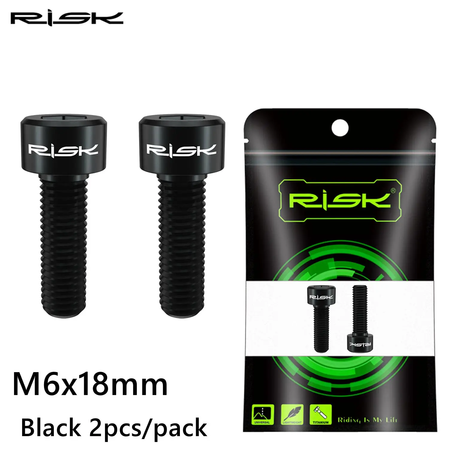 RISK 2pcs M6x18mm Bicycle Crank Arm Fixing Bolts Mountain Road Bike Titanium Disc Brake Caliper Fixed Screws MTB Crank Screws
