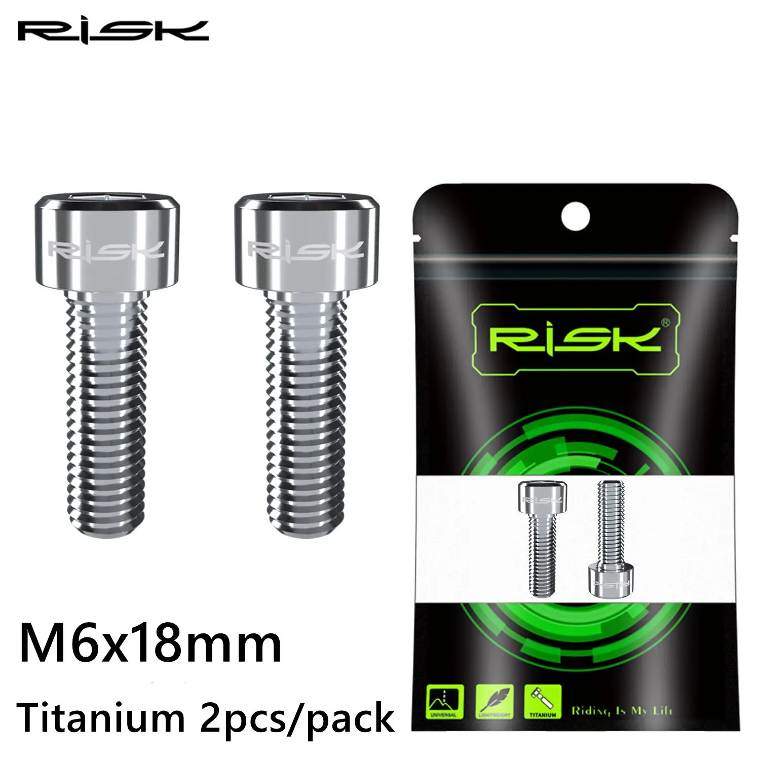 RISK 2pcs M6x18mm Bicycle Crank Arm Fixing Bolts Mountain Road Bike Titanium Disc Brake Caliper Fixed Screws MTB Crank Screws