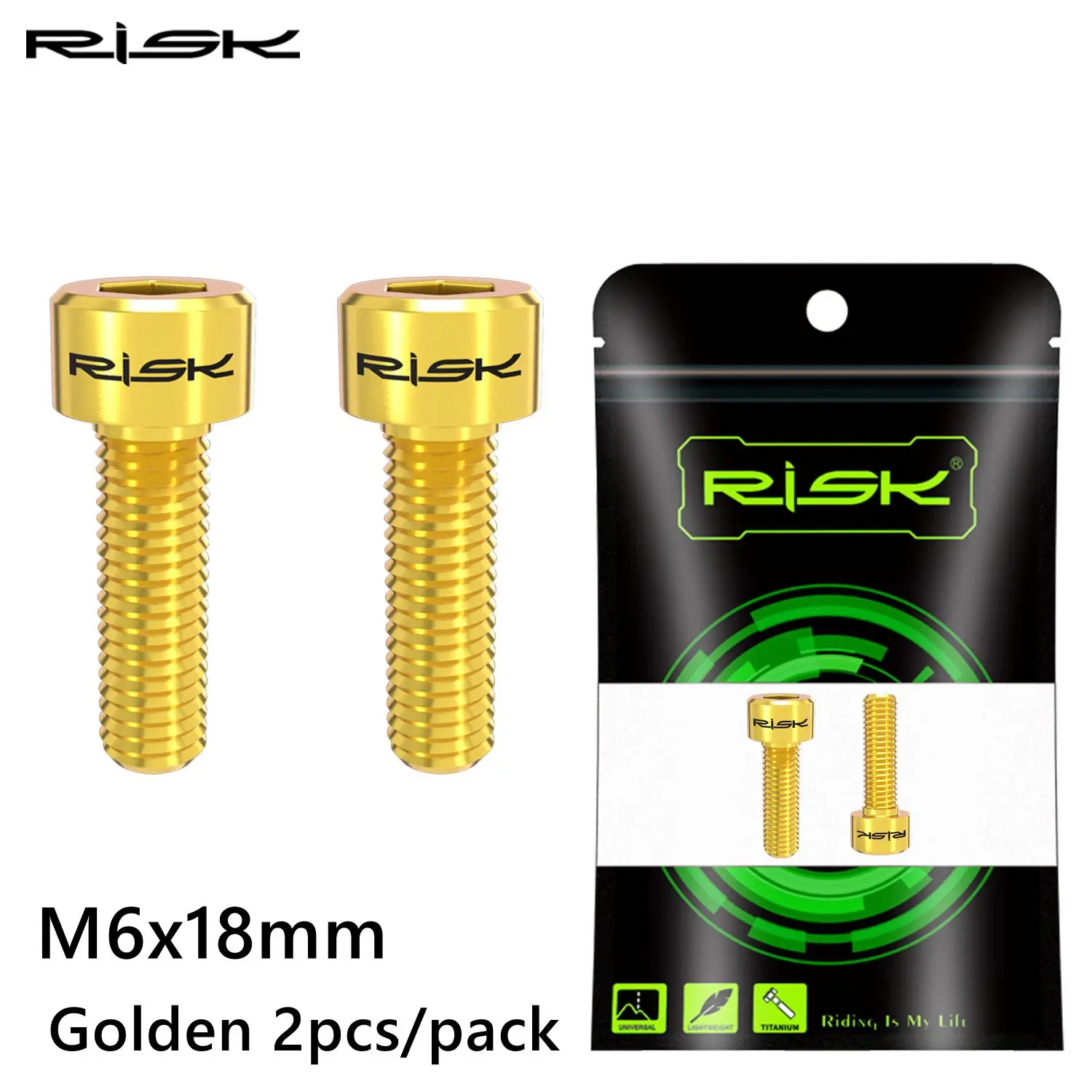 RISK 2pcs M6x18mm Bicycle Crank Arm Fixing Bolts Mountain Road Bike Titanium Disc Brake Caliper Fixed Screws MTB Crank Screws