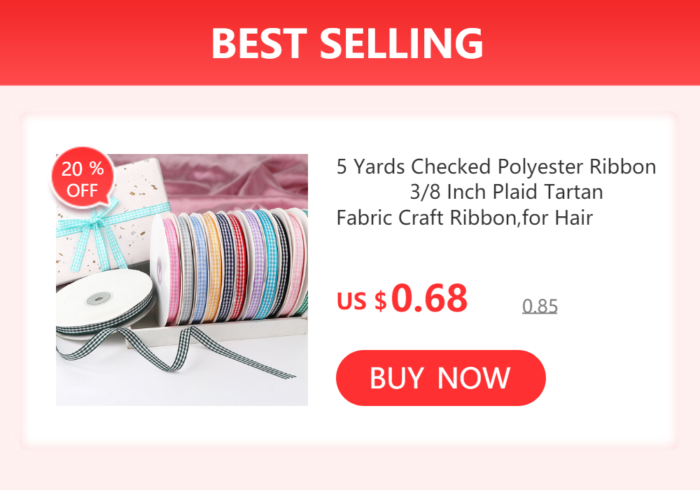 5 Yards Checked Polyester Ribbon 3/8 Inch Plaid Tartan Fabric Craft Ribbon,for Hair Accessories Craft Wrapping Party Decorations