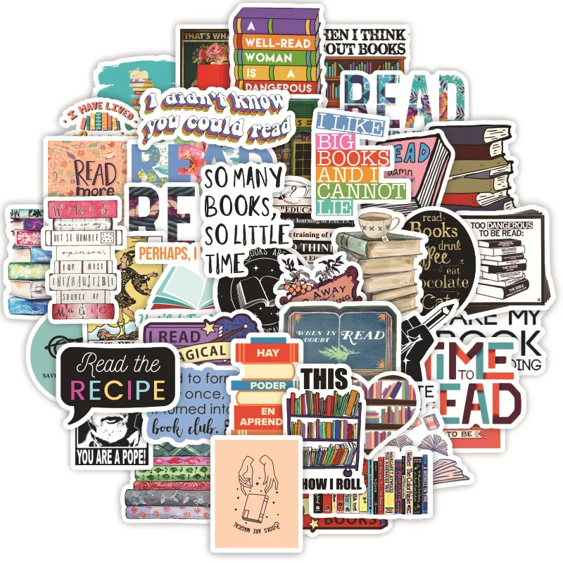 10/30/50/100pcs Reading Book English Stickers Laptop Bicycle Guitar Skateboard Sticker DIY Graffiti Waterproof stickers