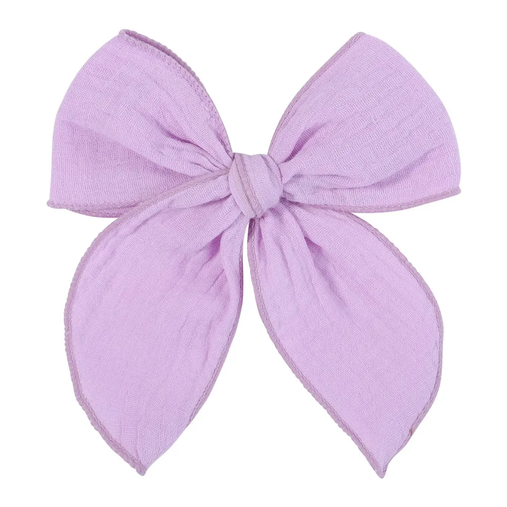 Lovely Baby Girls Candy Solid Color Bohemian Style Bow BB Hair Clips Headwear Children Cute Cotton Hairpins Hair Accessories