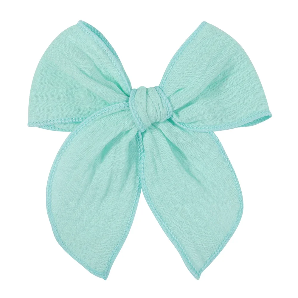 Lovely Baby Girls Candy Solid Color Bohemian Style Bow BB Hair Clips Headwear Children Cute Cotton Hairpins Hair Accessories