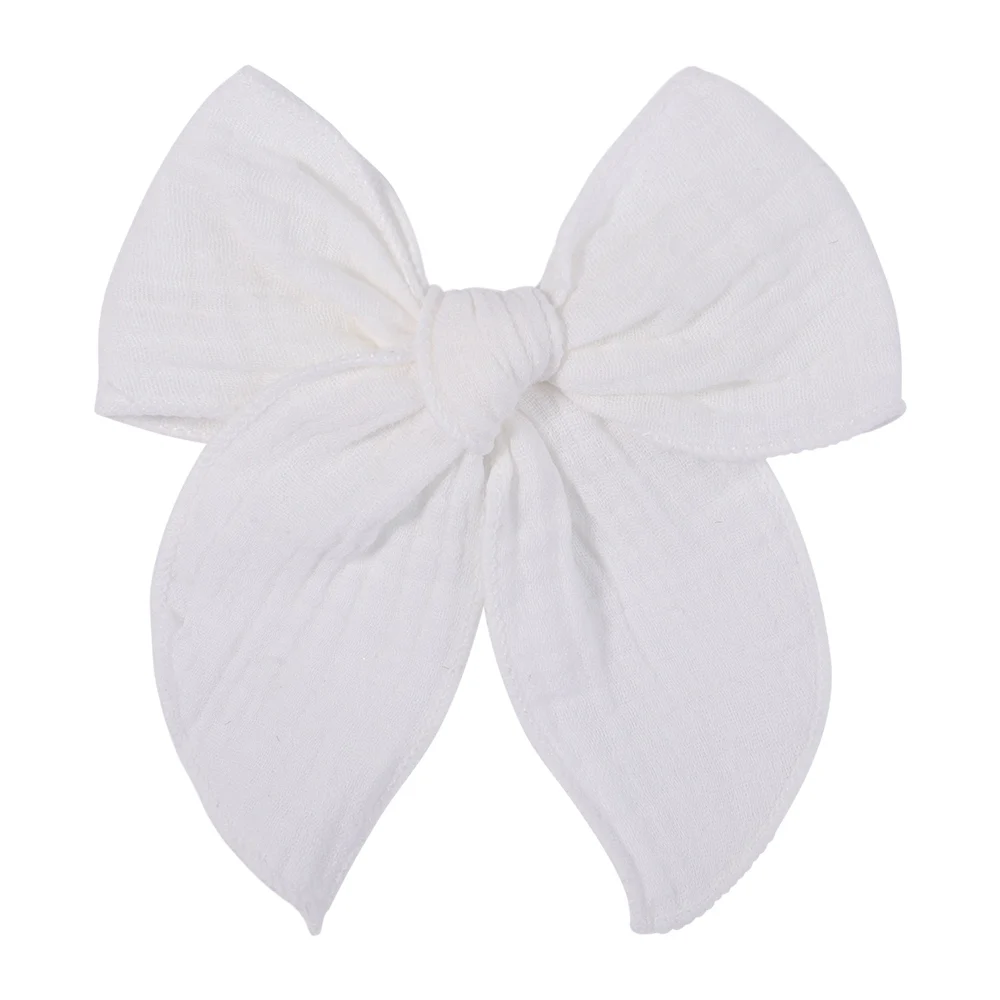 Lovely Baby Girls Candy Solid Color Bohemian Style Bow BB Hair Clips Headwear Children Cute Cotton Hairpins Hair Accessories