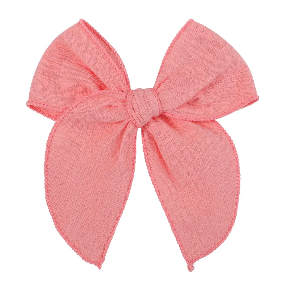 Lovely Baby Girls Candy Solid Color Bohemian Style Bow BB Hair Clips Headwear Children Cute Cotton Hairpins Hair Accessories