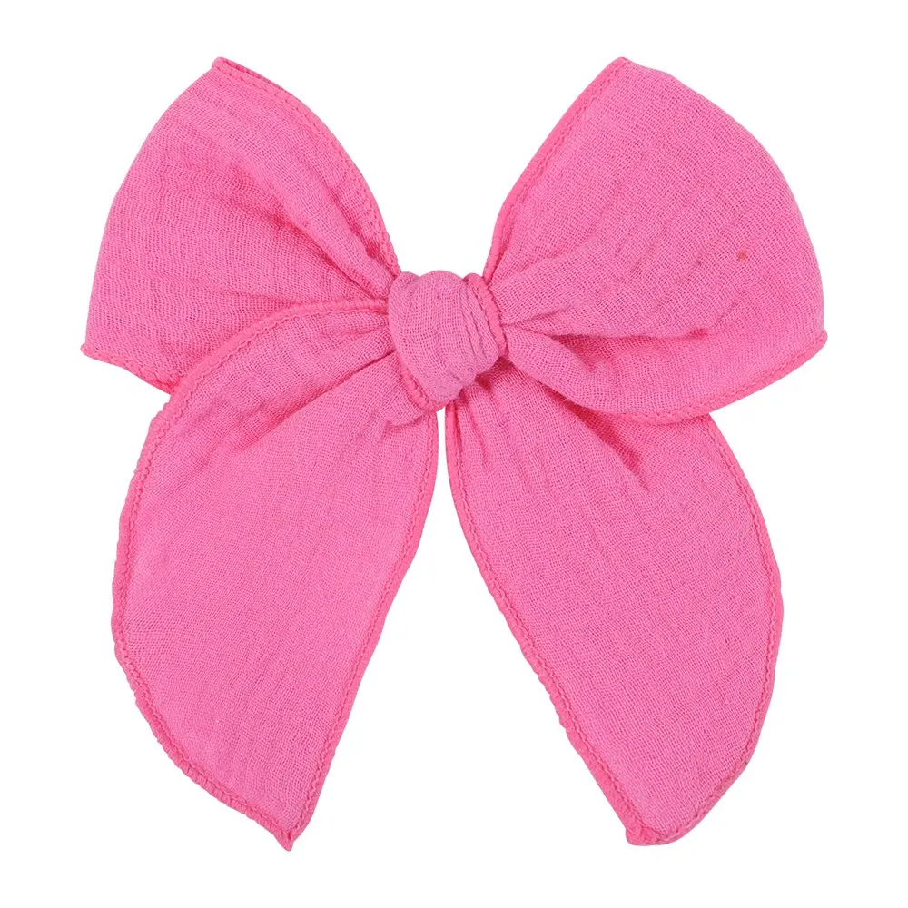 Lovely Baby Girls Candy Solid Color Bohemian Style Bow BB Hair Clips Headwear Children Cute Cotton Hairpins Hair Accessories