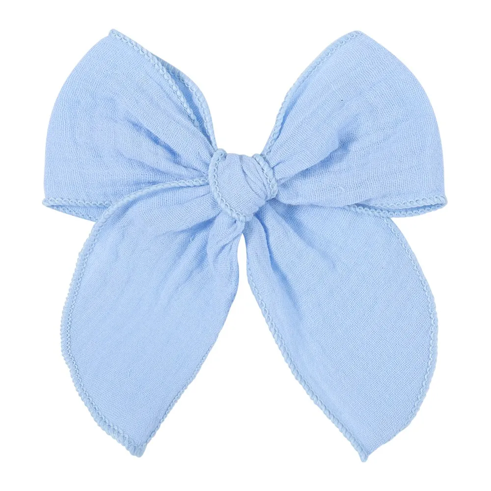 Lovely Baby Girls Candy Solid Color Bohemian Style Bow BB Hair Clips Headwear Children Cute Cotton Hairpins Hair Accessories