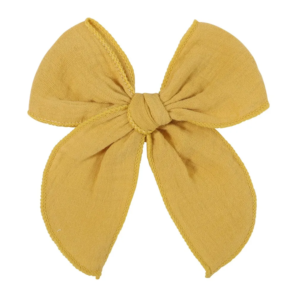 Lovely Baby Girls Candy Solid Color Bohemian Style Bow BB Hair Clips Headwear Children Cute Cotton Hairpins Hair Accessories