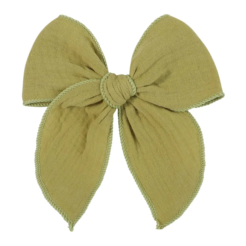 Lovely Baby Girls Candy Solid Color Bohemian Style Bow BB Hair Clips Headwear Children Cute Cotton Hairpins Hair Accessories