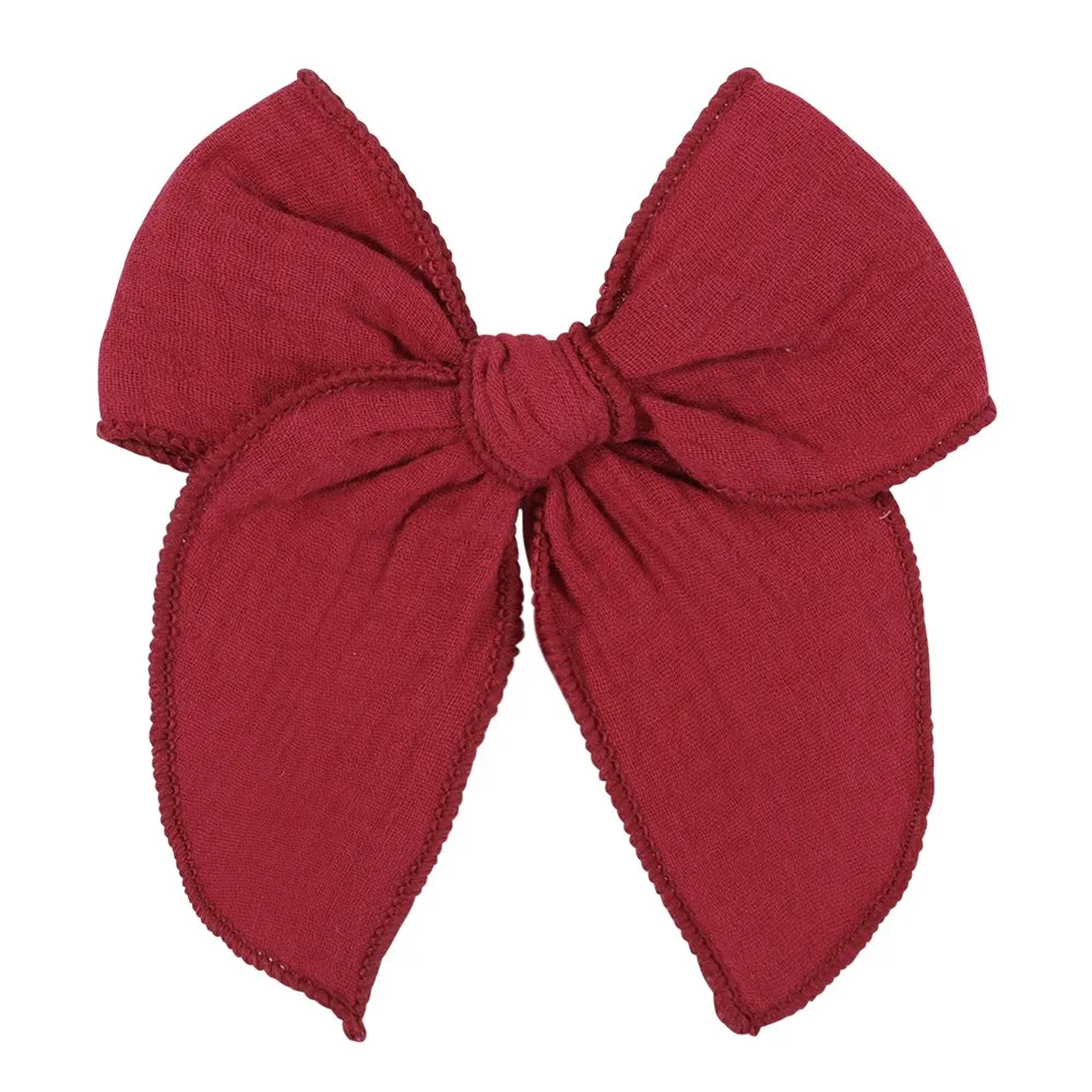 Lovely Baby Girls Candy Solid Color Bohemian Style Bow BB Hair Clips Headwear Children Cute Cotton Hairpins Hair Accessories